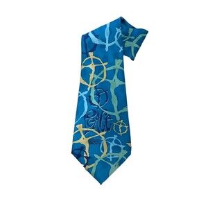 Appointed Apparel Men’s Neck Tie Peace Sign Themed Blue Yellow Green Classic 57"